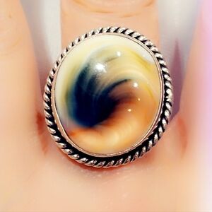 Reversed Shiva Shell Sterling Gemstone Ring